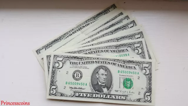 Us Federal Reserve Note 1995*Series Of $5 Five Dollar Bill-Crisp-