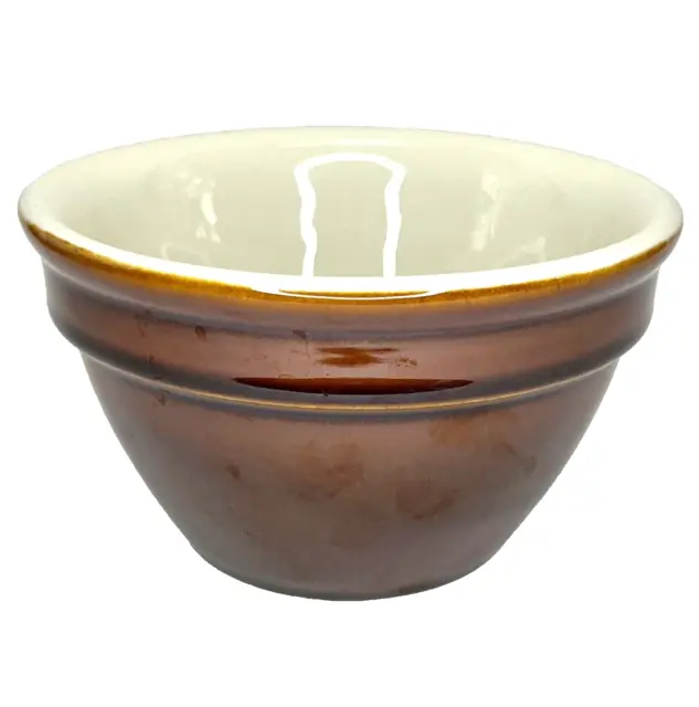 HALL STONEWARE POTTERY 6" Brown Glaze Mixing Nesting Bowl AS IS 19.99
