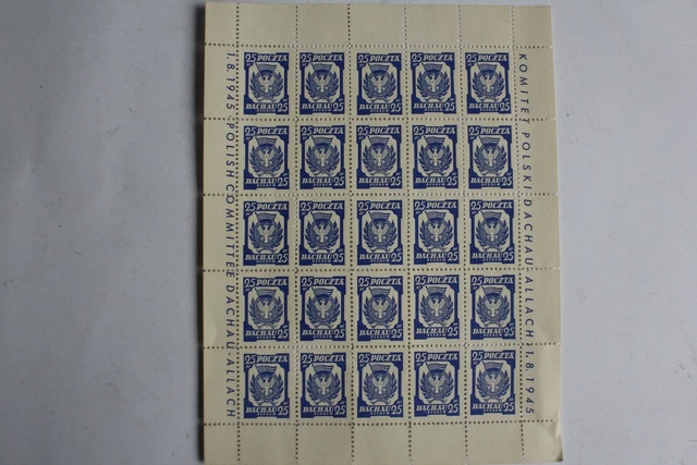 Timbres Pologne feuille 25 timbre Dachau 1945 neuf  (50147)