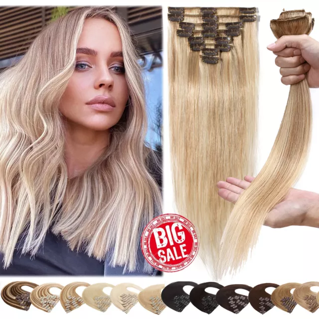 Aaaa Extensions A Clips Cheveux Naturels Remy Hair 50/55/60 Cm 8 Bandes Épaisses