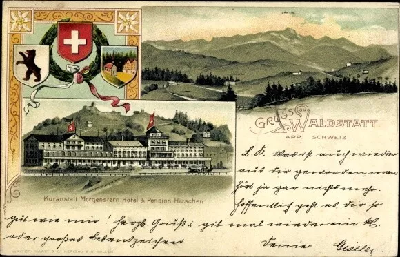 Präge Wappen Ak Waldstatt Kt.Appenzell Ausserrhoden, Säntis,... - 3474314