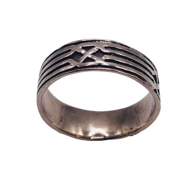 925 Sterling Silver Oxidized Celtic 8mm Wide Band Ring Size 11