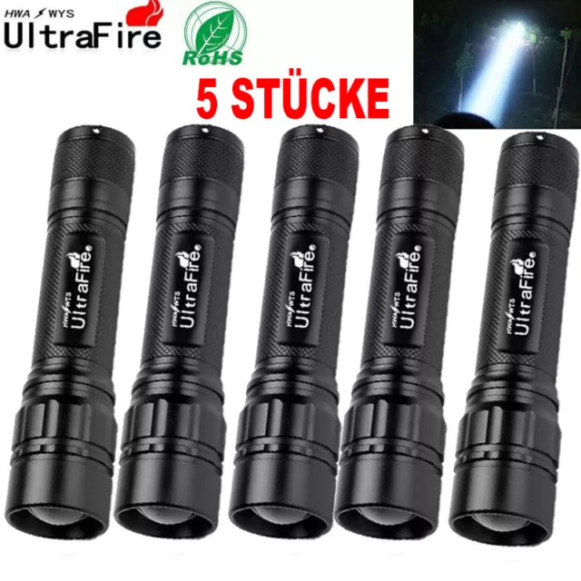 Super-Bright 90000LM T6 LED Tactical Flashlight 5 Modes Zoomable 5-Pack de