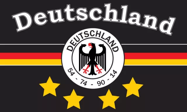 Flagge DEUTSCHLAND  Fußball 4 STERNE schw 90 x 150 cm Die Mannschaft Weltmeister