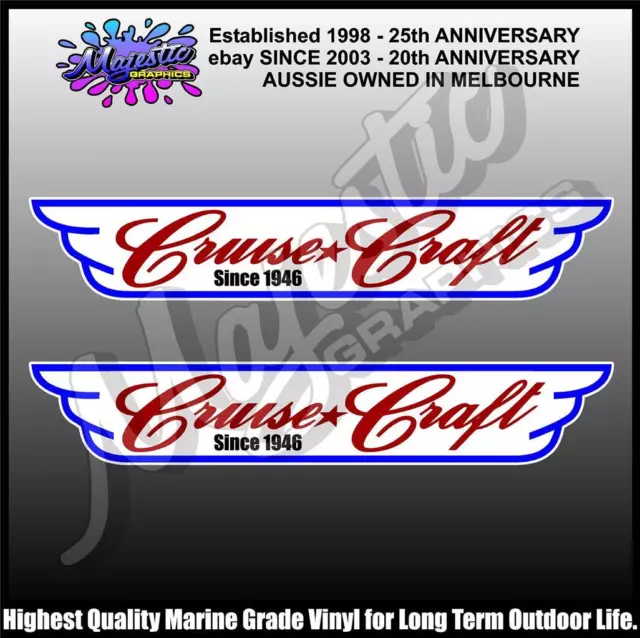 CRUISE CRAFT - Since 1946- 450mm x 80mm x 2- PAIR - BOAT DECALS