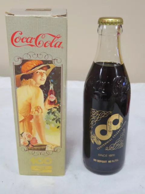 Coca Cola 100 Year Centennial 1986 Japan Gold Bottle In Box Very Rare