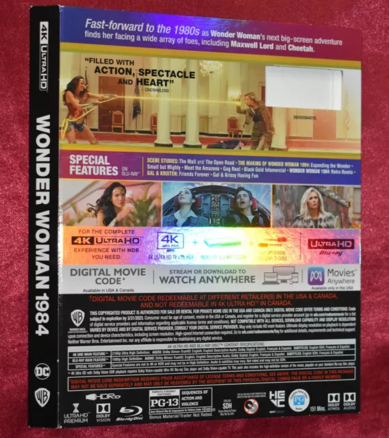 UHD SLIPCOVER - FITs Wonder Woman 1984 UltraHD 4K Blu-ray - SLIPCOVER ONLY