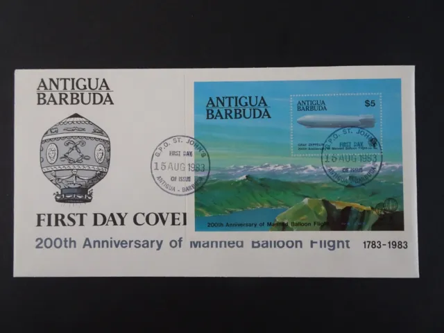 Antigua & Barbuda , 200th Anniversary of Manned Flight FDC.