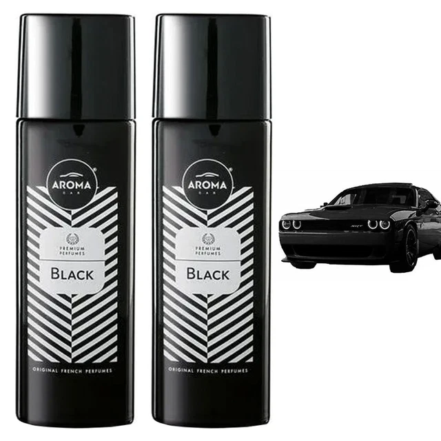 2 Car Air Freshener Black Fragrance European Scent Aroma Deodorizing Spray 50ml