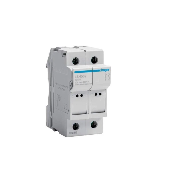 HAGER LSN502 Porte-Fusible Débrochable Bipolaire 10, 3x38 2P 2M