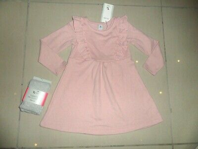 New With Tags Tu Baby Girls Pink Fine Knitted Dress & Tights 18-24 Months