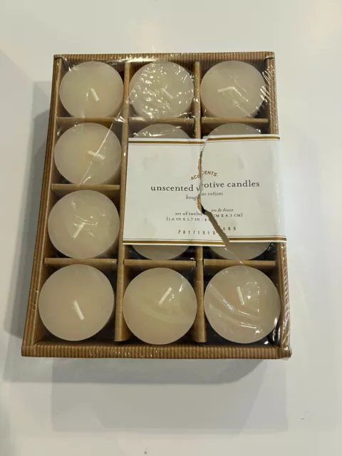 Pottery Barn Set of 12 Votive Candles White Unscented