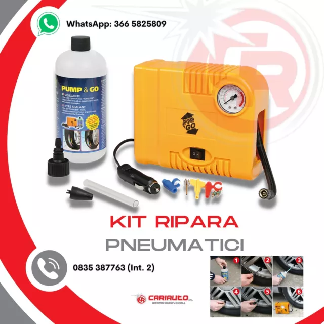 Kit Ripara Gomme Auto Moto Sicurezza Forature Fino a Ø 5 mm Pneumatici Tubeless