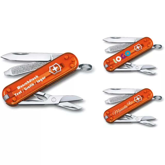 Victorinox Classique SD Feu Opale Personnalisé Avec Nom 0.6223.T82G Orange