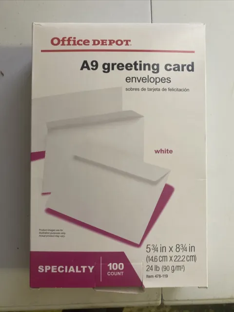 Office Depot Brand Greeting Card Envelopes, 5 3/4" x 8 3/4", White, Box Of 100