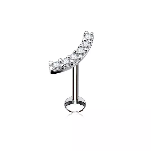 Piercing labret lèvre courbé strass