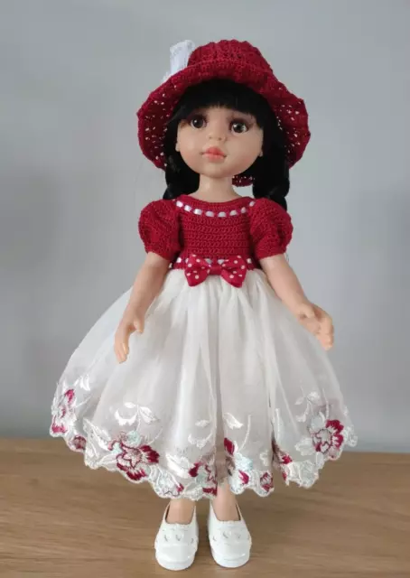 Dolls Clothes Crochet and Embroidered Tulle Dress Set for 13" Paola Reina Doll