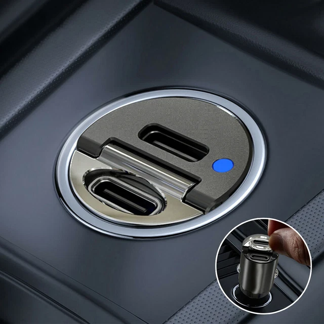 1x Mini Dual USB Type C PD Car Phone Charger 30W Fast Charge Adapter Accessories