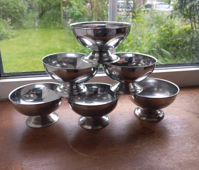 Hapivida 4PCS Stainless Steel Ice Cream Cups Serving Dessert Dish Bowls - View #3