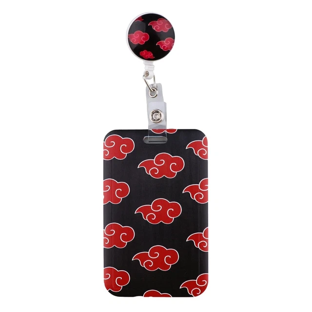NARUTO ANIME SERIES Akatsuki Red Cloud Clip On Retractable Badge ID