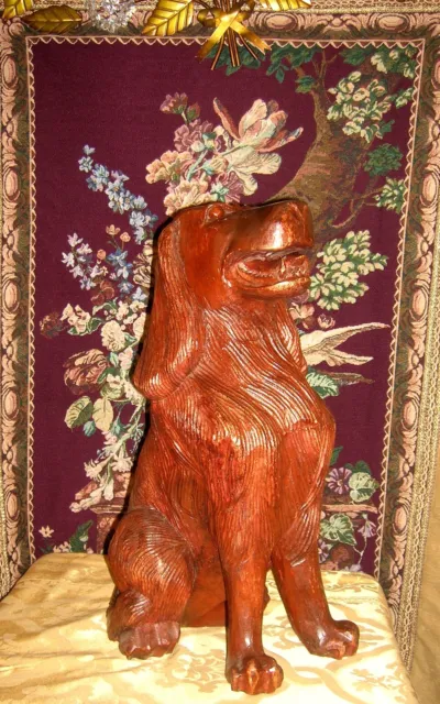 SALE!! Pair Antique Carved Mahogany Fireplace or Foyer Dogs