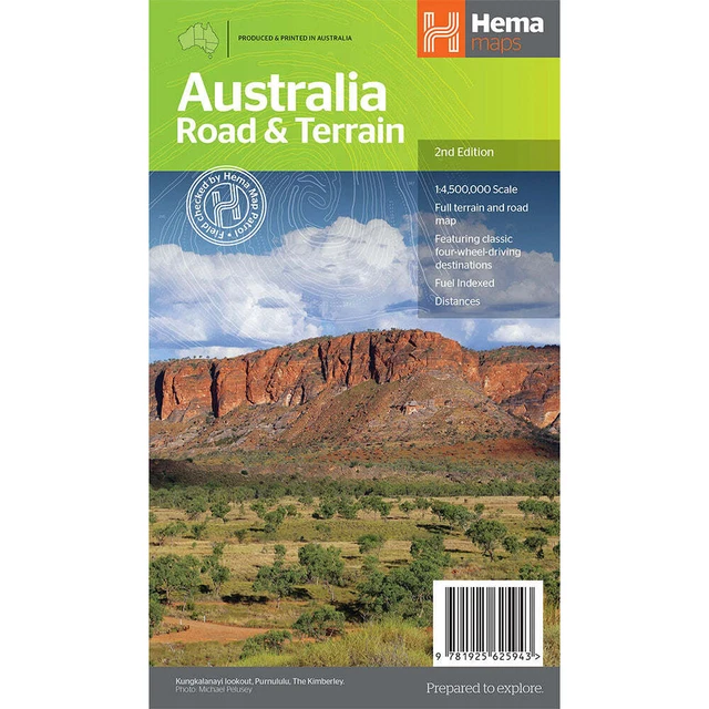 HEMA ICONIC MAP Highly Detailed Large Australia Road and Terrain Map ...