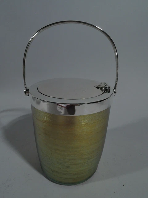 Tiffany Jam Pot Ancien Art Nouveau Pot Américain Argent Sterling Favrile Verre