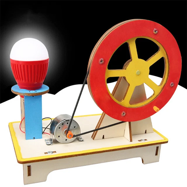 DIY Hand Crank Generator Bulb Kit Assemble Toy School Experiment Materials-xp