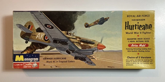 RAF HAWKER HURRICANE Fighter WWII Monogram Model Box Only VTG 1964 PA90 ...