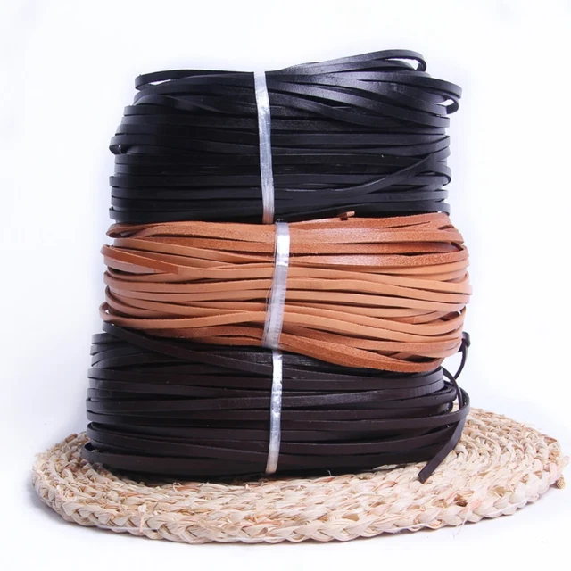 2M-5M 100% Real Plana Genuina Joyería Artesanal Cuerda Cuero Cordón Tanga de Encaje