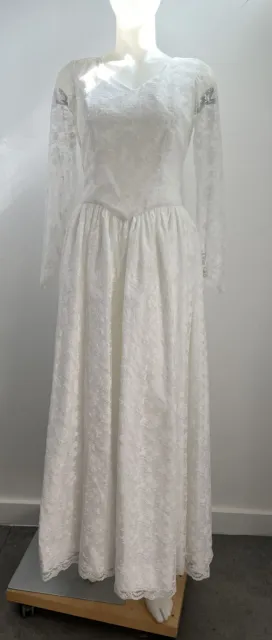 Vintage Lace Dress Cottage Core Basque Long sleeve A Line