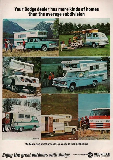 1967 Dodge D200 W200 Pickup Truck & A100 Sportsman Wagon Original Color Ad