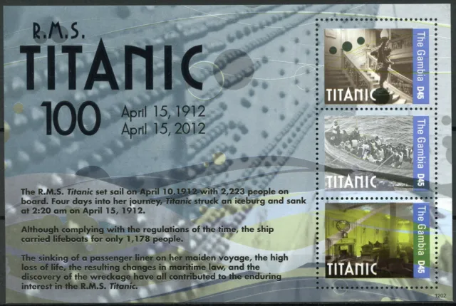 Titanic Stamps Gambia 2012 MNH 100th Anniv Ships Boats Nautical 3v M/S