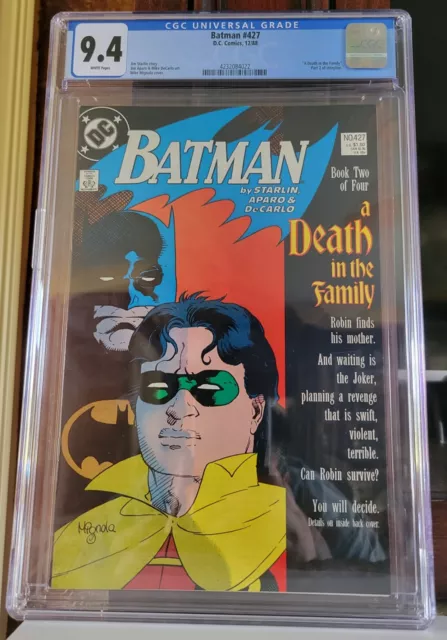 Batman #427 CGC 9.4 Death in the Family Part 2 Joker WHITE PAGES 1988 DC Comics