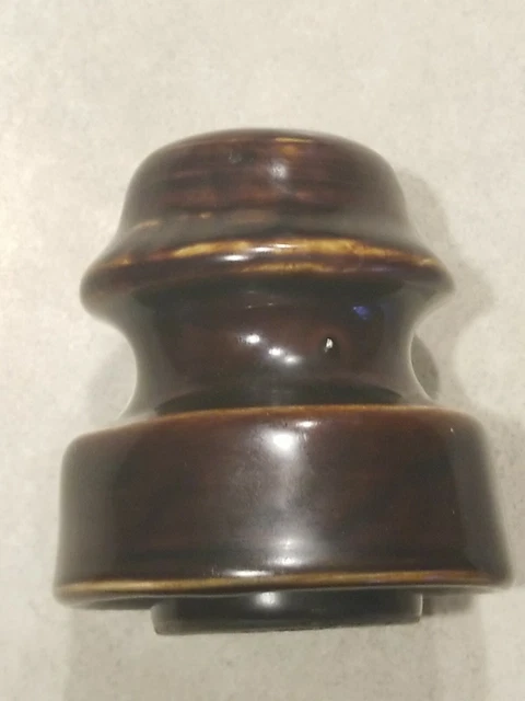Vintage Brown Ceramic Porcelain Thomas Electric Power Line Insulator 3 3/4" 2