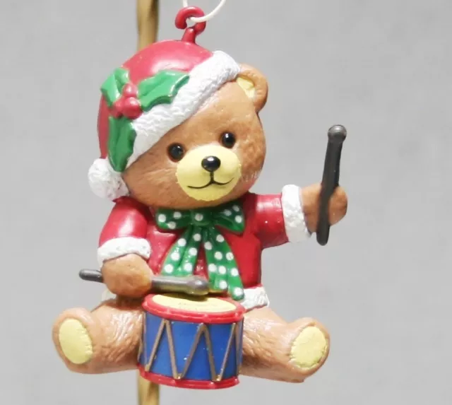 Vintage Drummer Teddy Bear Playing Drum Ornament Unbranded