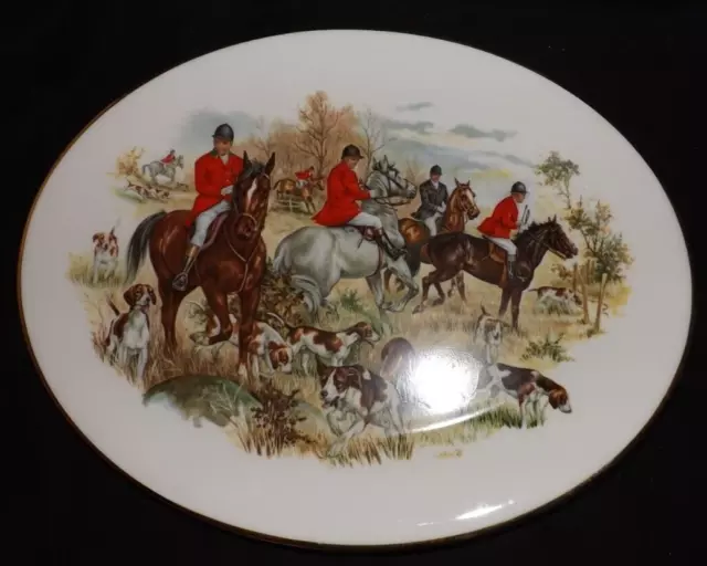 Vintage F Gray and sons Ltd oval hunt plate hunting fox equestrian horse hound H