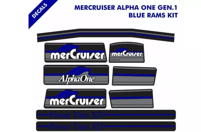 Decals Sticker MerCruiser Alpha One Gen 1 Out Stern Drive Blue Rams 37-13682A90