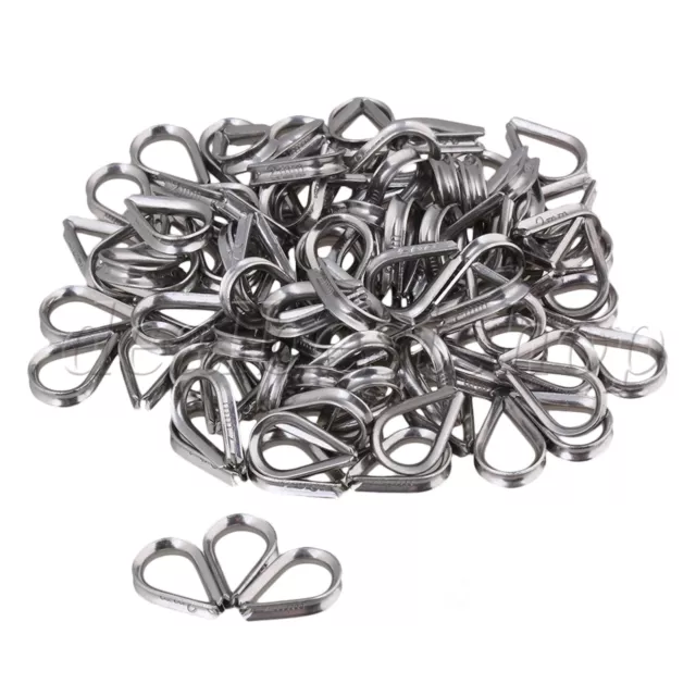 100 x Heavy-Duty Cable Thimbles M2 Wire Rope 2mm Thimbles for Garden