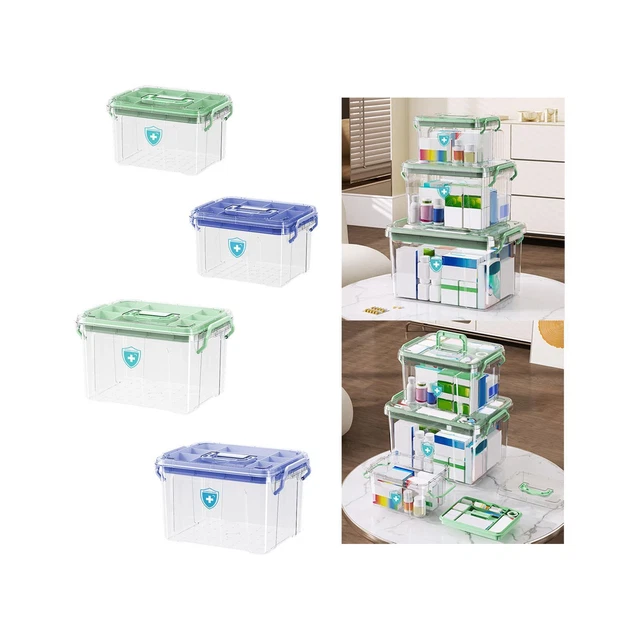 MEDICINE STORAGE CONTAINER Clear First Aid Box for Camping Hiking ...