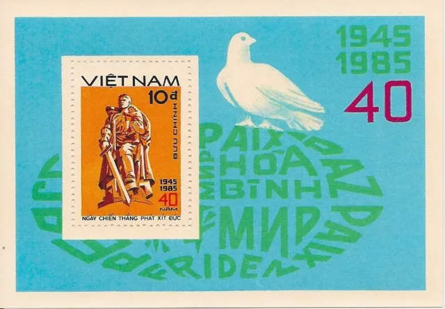 Vietnam 1985 Bloc 35 MNH Liberté des pigeons de la Seconde Guerre mondiale