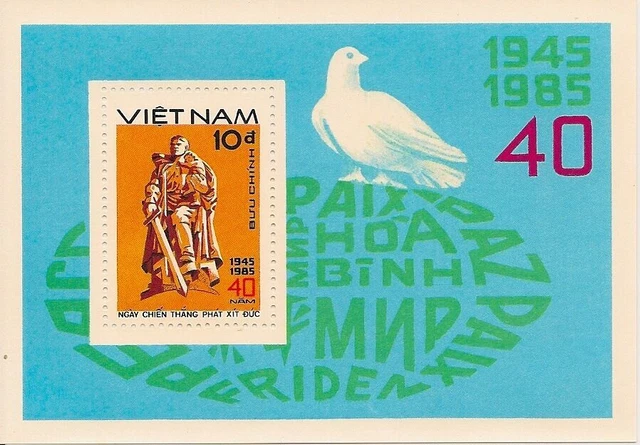 Vietnam 1985 Bloc 35 MNH Liberté des pigeons de la Seconde Guerre mondiale