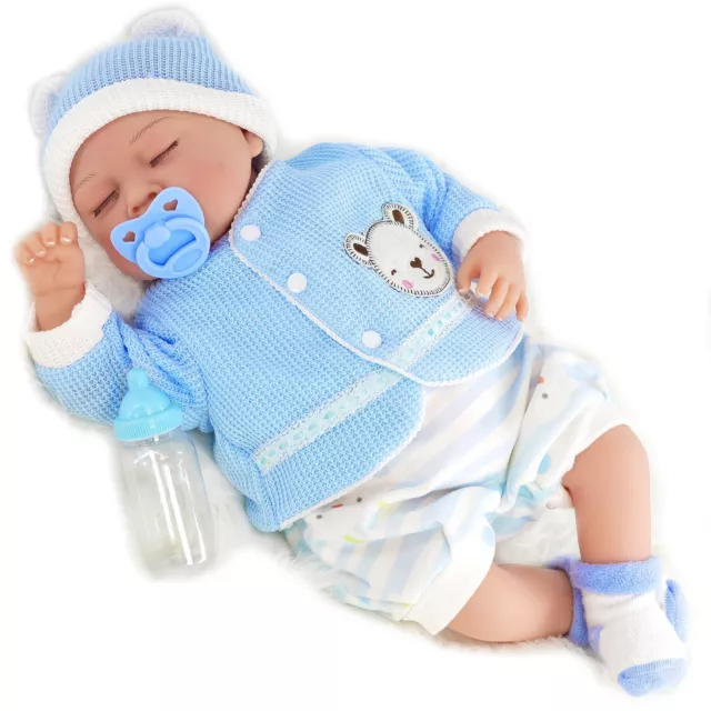 BiBi Doll Realistic Reborn 20" Sleeping Baby Doll Boy Toy Dummy Feeding Bottle