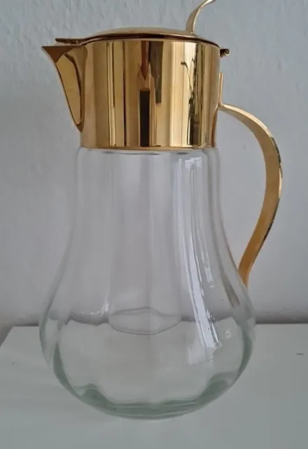 Glaskaraffe Art Deco - Kalte Ente - mit Eiswürfel Einsatz, Saftkaraffe, 27 cm