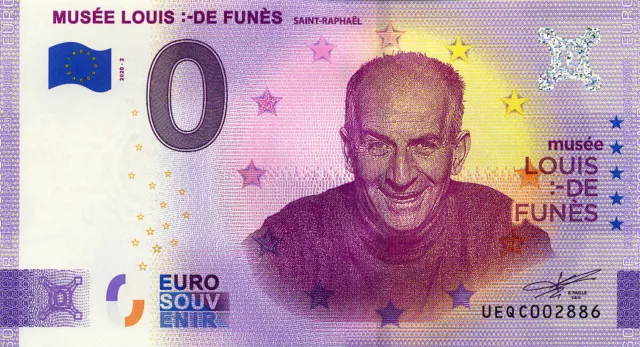 83 SAINT-RAPHAEL Musée Louis de Funès, 2020, Anniversaire, Billet Euro Souvenir