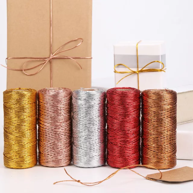 100M/Roll Metallic Rope Christmas Gift Wrapping Cord String 1.5mm Ribbon Decor