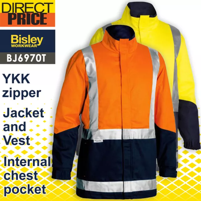 Bisley  Workwear Hi Vis safety wear 3 In 1 Drill Jacket 3M Taped BJ6970T