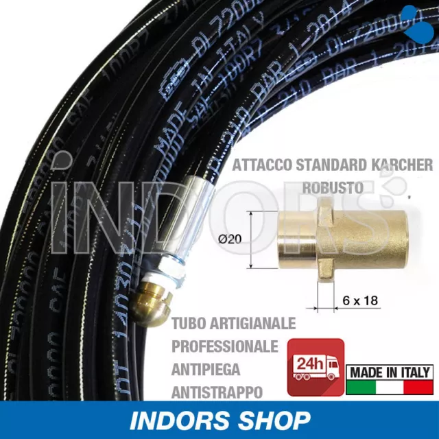 Sonda Spurgatubi 20 Mt. Metri Sturatubi Professionale Antipiega Per Idro Karcher