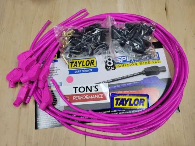 Taylor Cable 78753 8mm Spiro Pro Universal Spark Plug Wire Set Pink 135-Degree