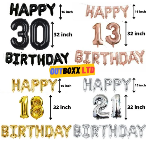 Decorazione Compleanno 32 Pezzi – Palloncini, Topper Per Torta E Striscione – Colori Vivaci